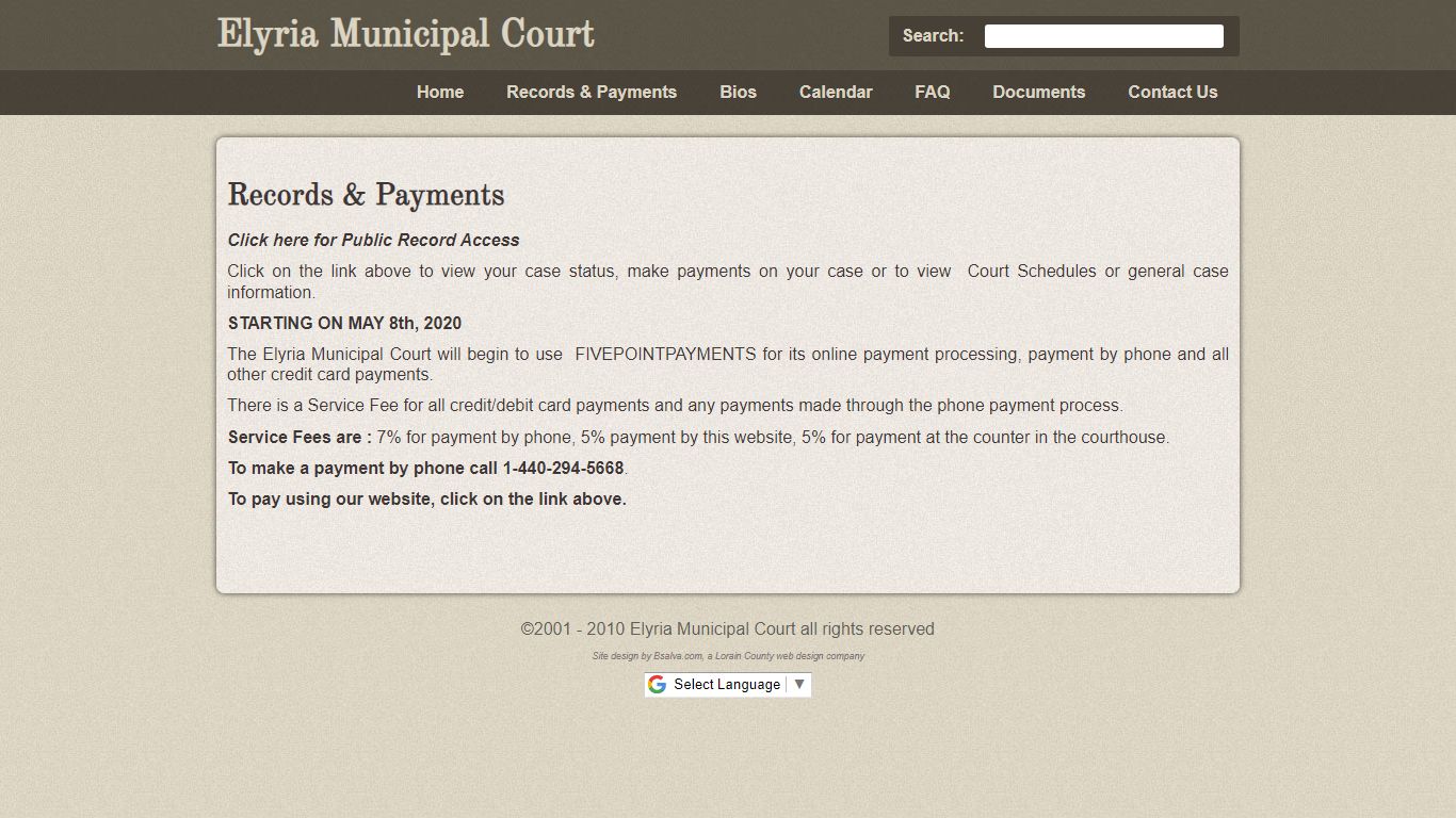 Records & Payments | Elyria Municipal Courthouse