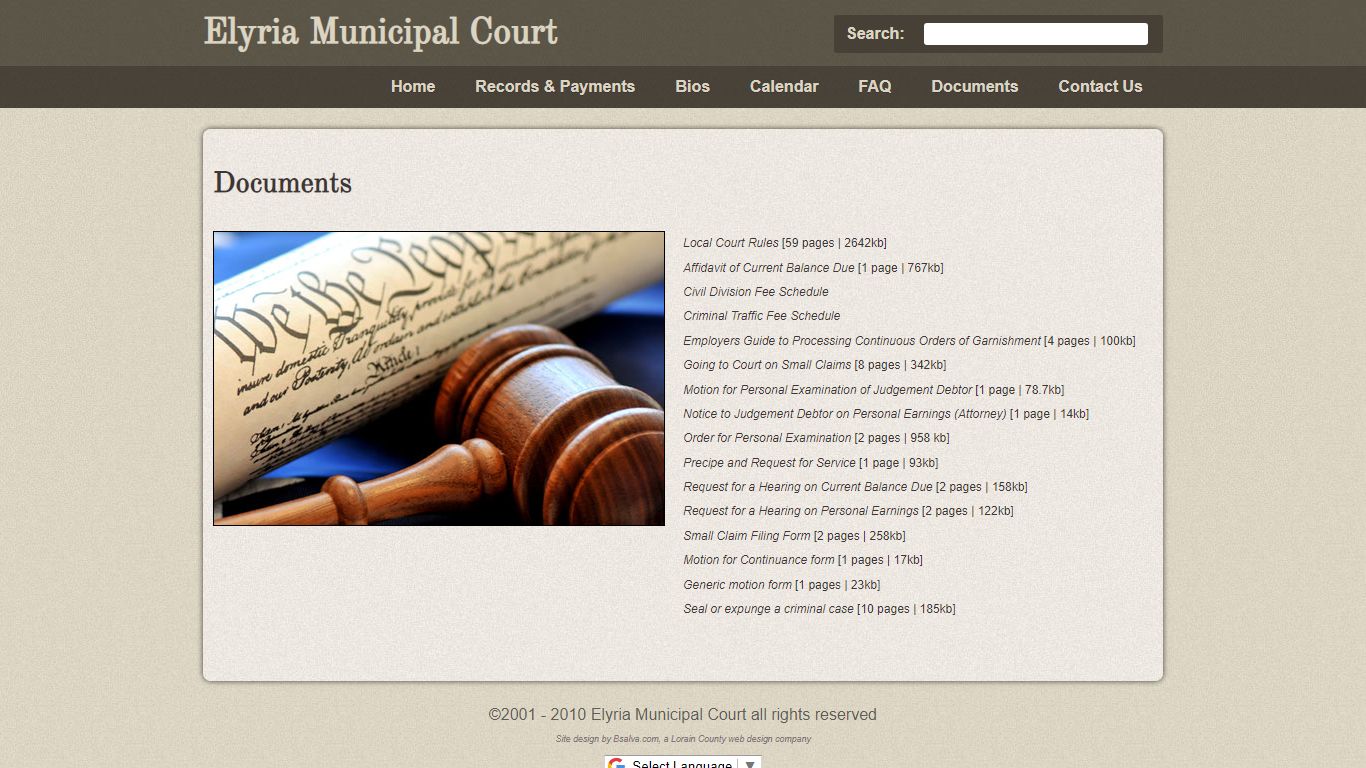 Documents | Elyria Municipal Courthouse